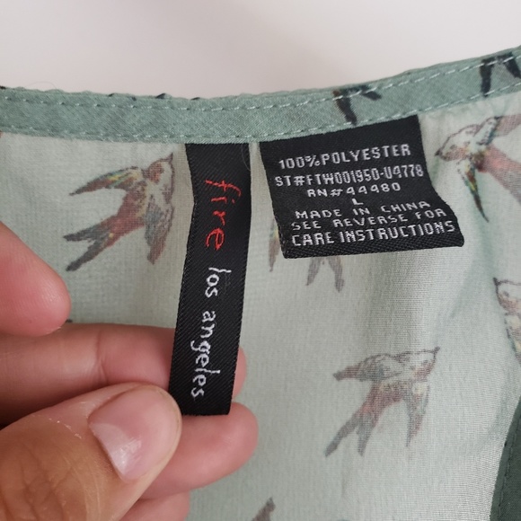 Fire LA Bird print green top - Picture 3 of 3